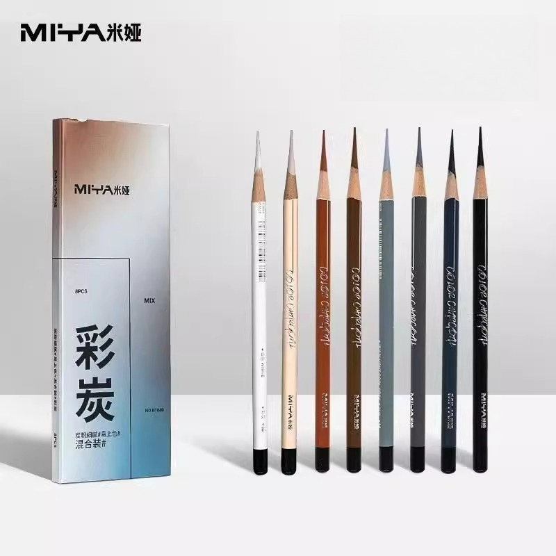 Sketching Charcoal Set - MIYA Colorful Charcoal Pencils 8 Mixed