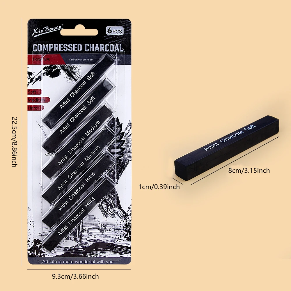 Sketching Charcoal Set - 6pcs Sketch Charcoal Bars Set Soft