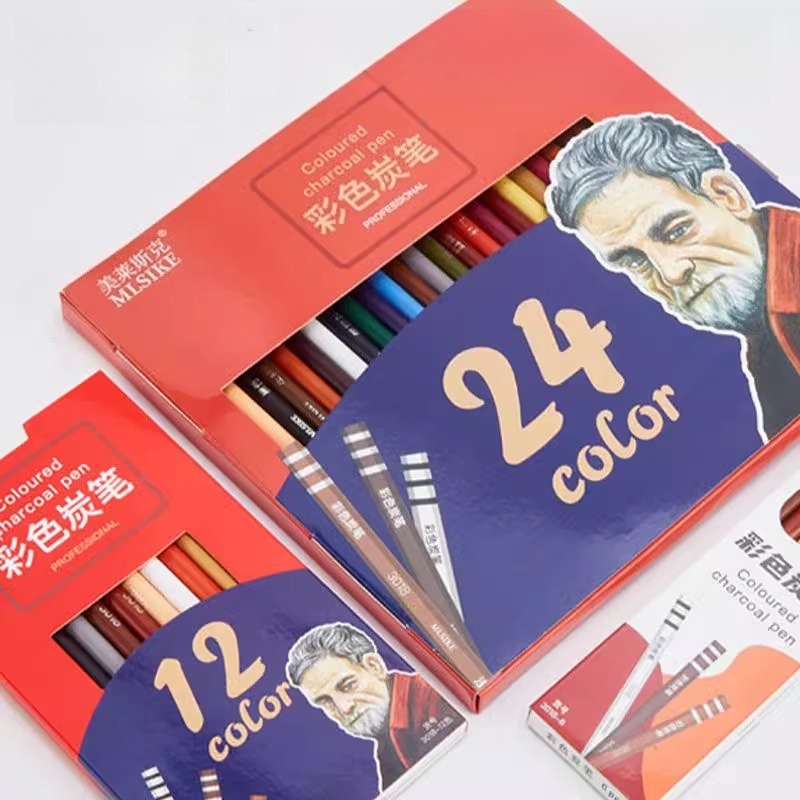 Sketching Charcoal Set - MLSIKE Color Charcoal Pencils 6/12/24 Pcs