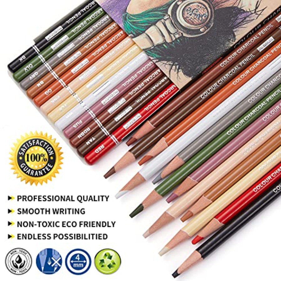 Professional Colored Charcoal  - Chalk Pastel Set recension och pris
