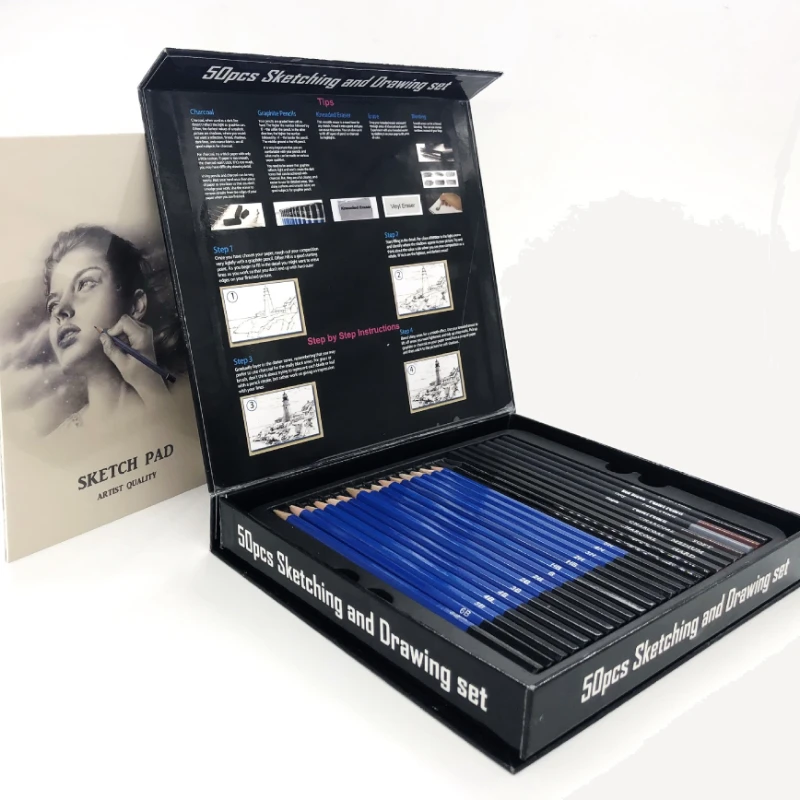 50 Pcs Sketching Pencil Set Wo - Sketching Charcoal Set recension och pris