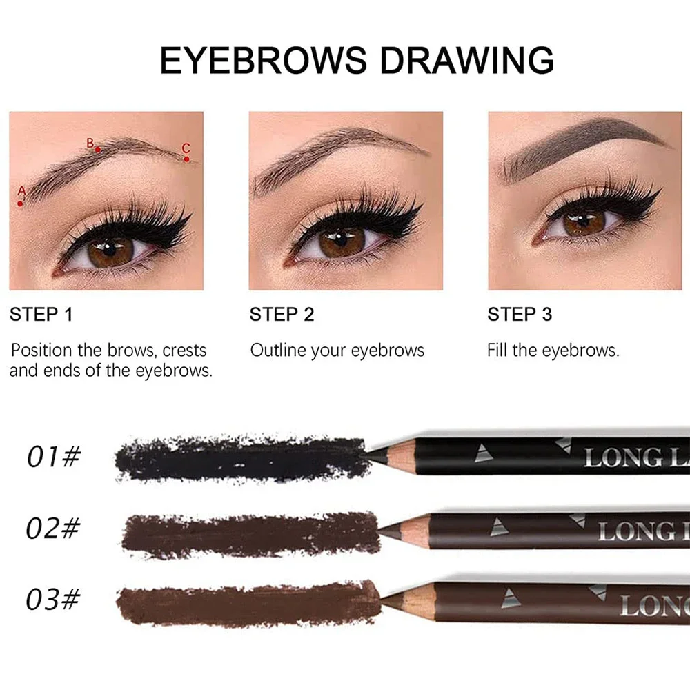 6/12Pcs Eye Brow Pencil Waterp - Colored Pencil Professional recension och pris