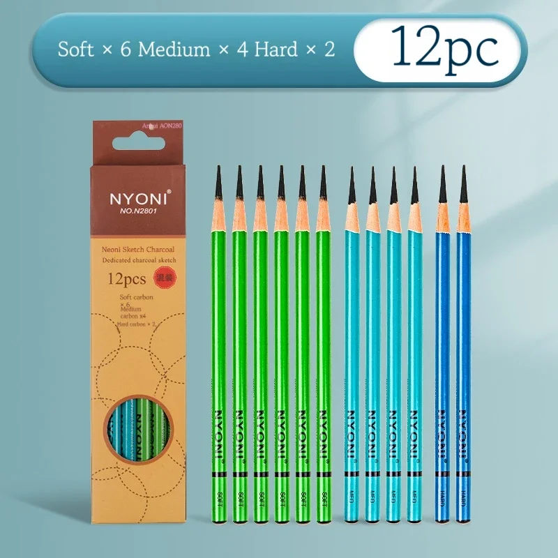 10/12Pcs Professional Sketchin - Sketching Charcoal Set recension och pris