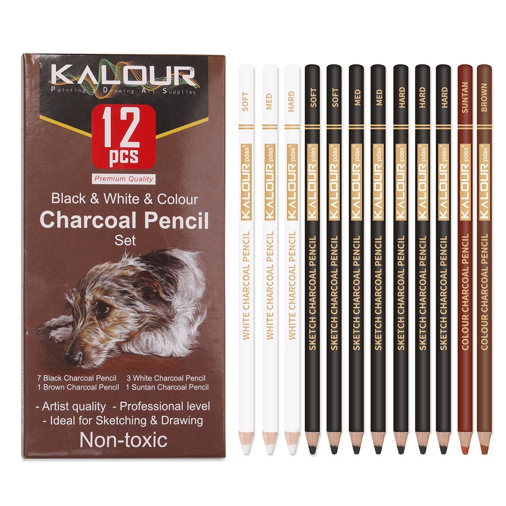 KALOUR Colored Charcoal Pencil - Chalk Pastel Set recension och pris