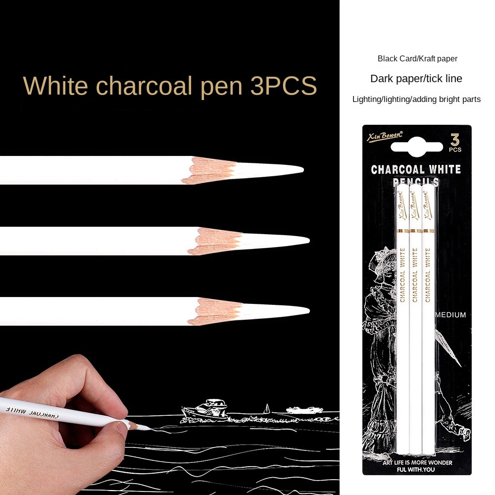 3Pcs Soft/Medium/Hard Charcoal - Sketching Charcoal Set recension och pris